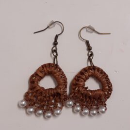 No 8. Earring – Brown with pearls.
